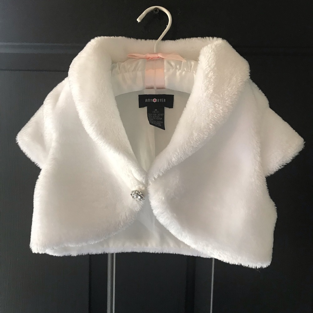 Faux fur jacket. Girl size M (10-12).